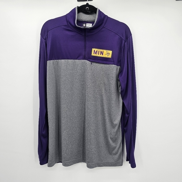 NFL MINNESOTA VIKINGS Gray Purple 1/4 Zip Lightweight Pullover Men's large - Picture 1 of 4